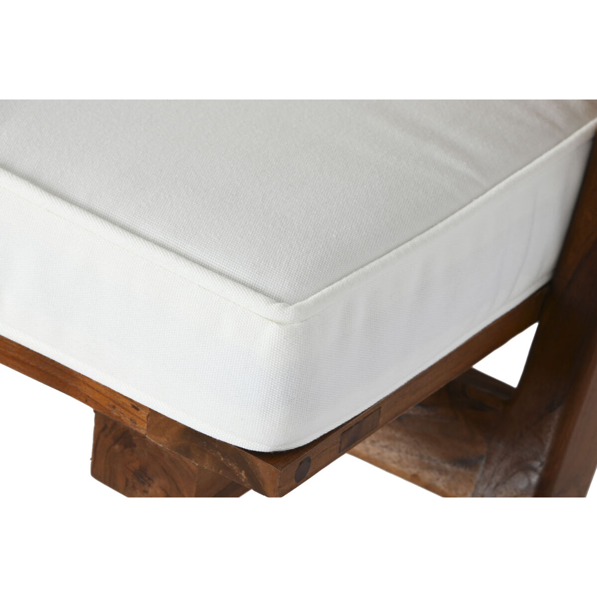 Poltrona Dkd Home Decor Bianco Marrone Marrone Scuro Poliestere Teca 64 X 76 X 77 cm - Image 4