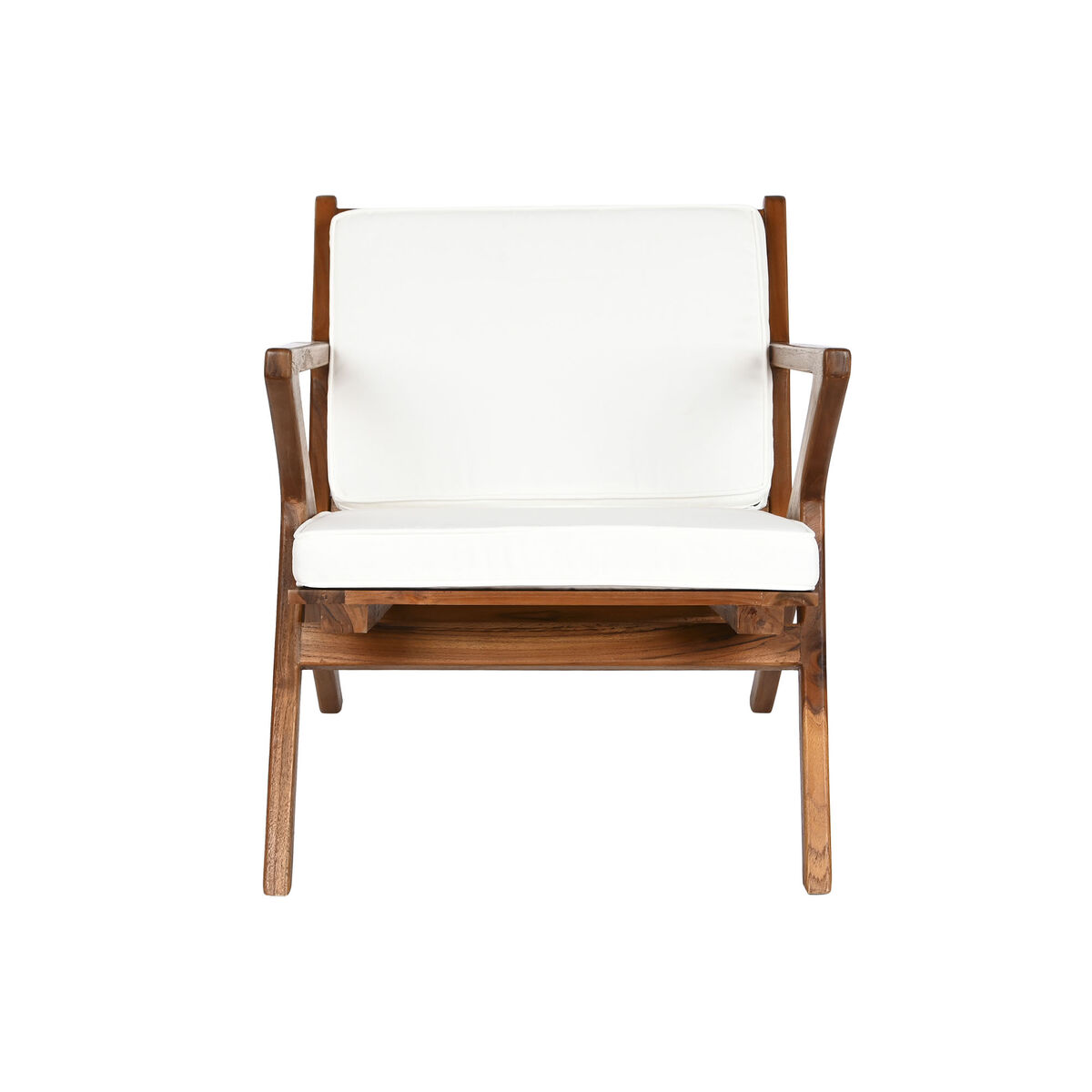 Poltrona Dkd Home Decor Bianco Marrone Marrone Scuro Poliestere Teca 64 X 76 X 77 cm - Image 5