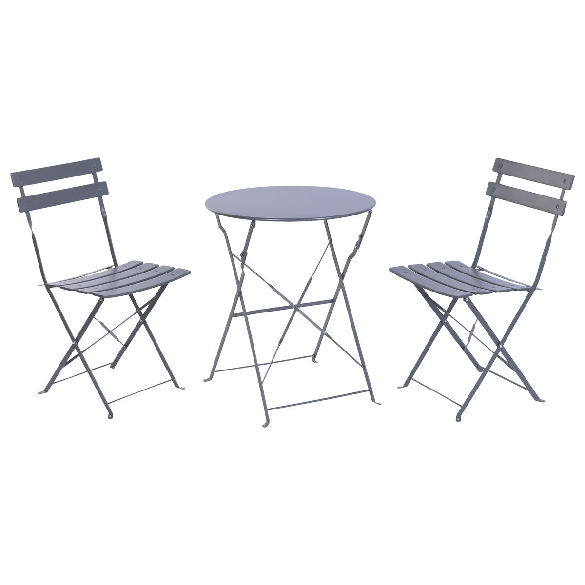 Tavolo Con 2 Sedie Home Esprit Grigio Metallo 60 X 60 X 71 cm