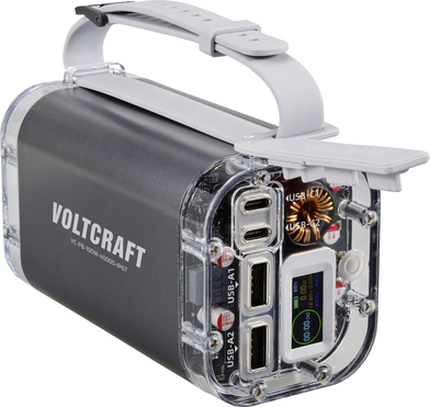 Voltcraft VC-PB-100W-40000-Ip67 Powerbank 40000 Mah Usb Pd Lipo UsB-C®, UsB-A (host) AluminiuM-Grau Led Taschenlampe, Outdoor, Statusanzeige (vC-1507