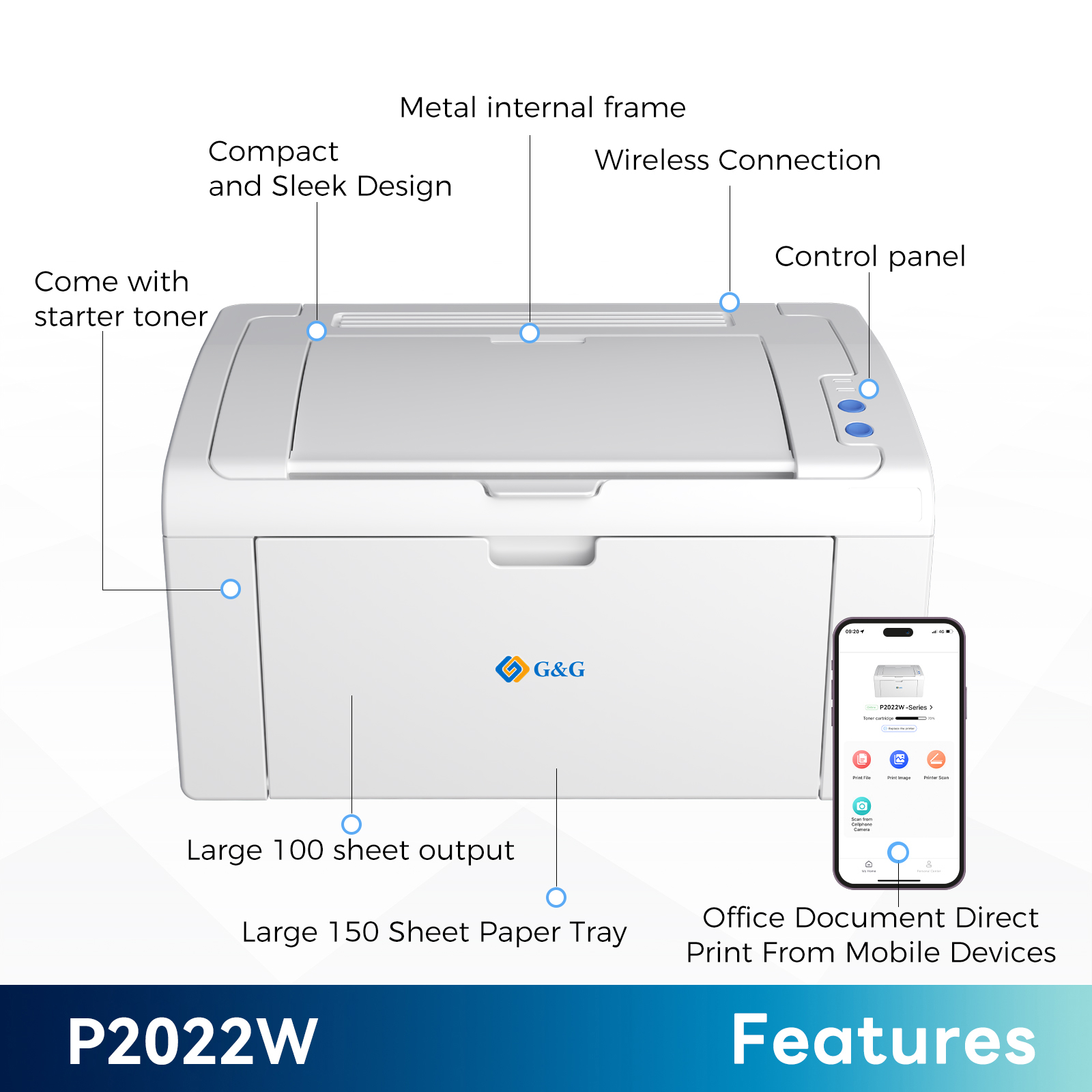 G&G P2022W Single Funzione A4 22ppm Wi-Fi