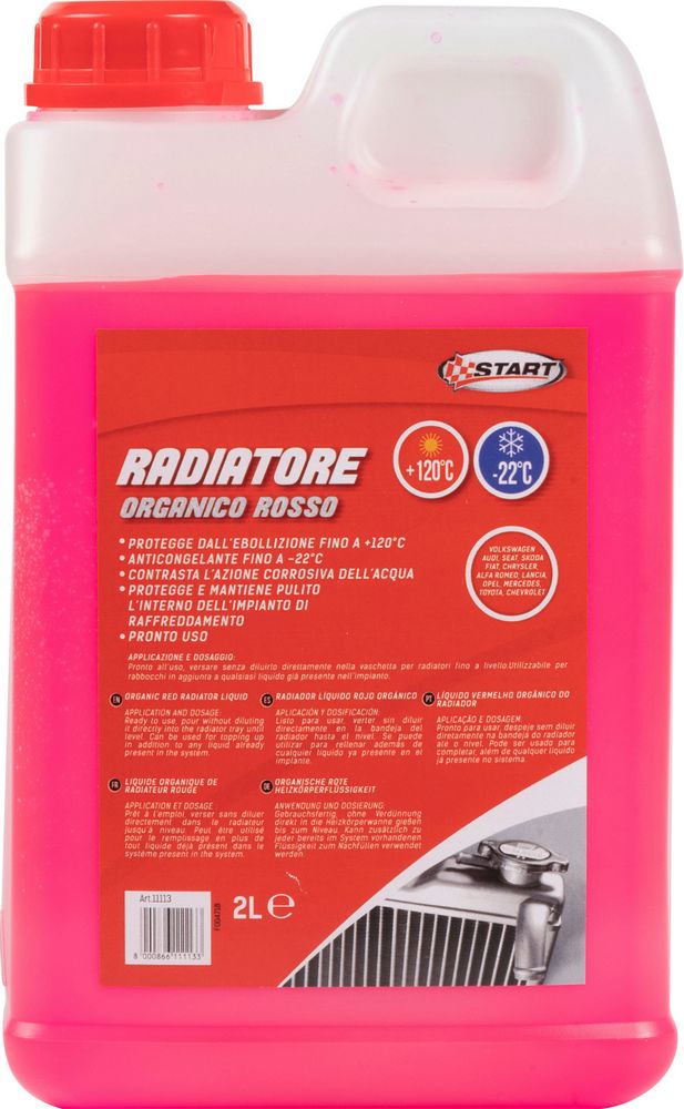 START - Liquido Radiatore Rosso G12+ 2L OAT Pronto Uso Auto