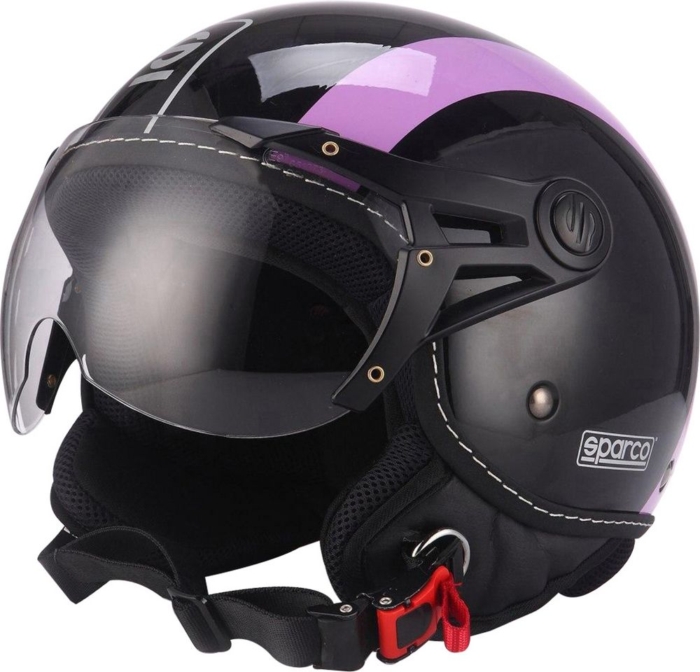 Casco moto SP501 taglia XL con visiera antigraffio viola e nero