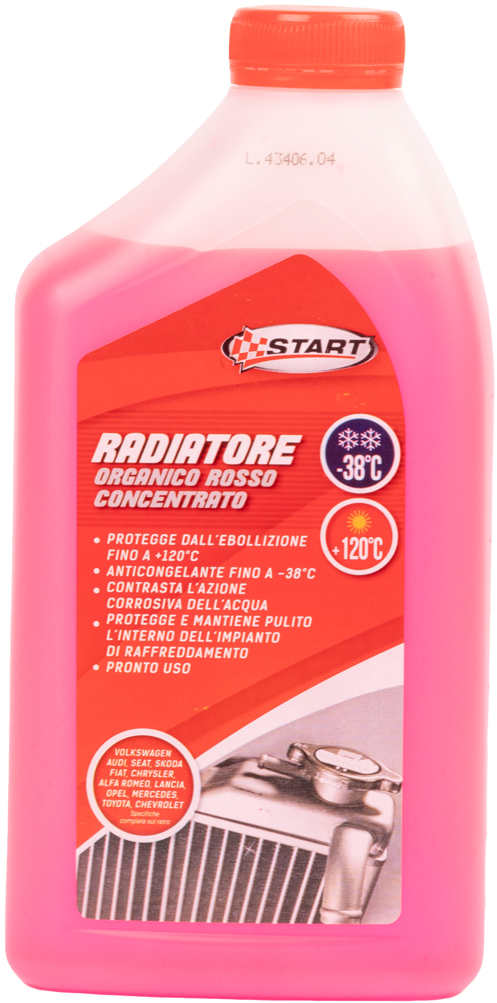 START- Liquido radiatore rosso -38°C per motori in alluminio