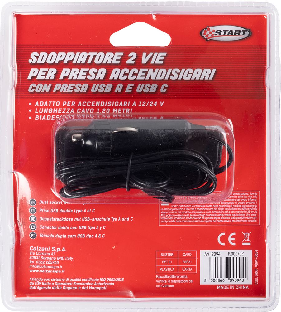 Presa accendisigari a 4 vie con filo da 66 cm 10W 12/24V - Image 5