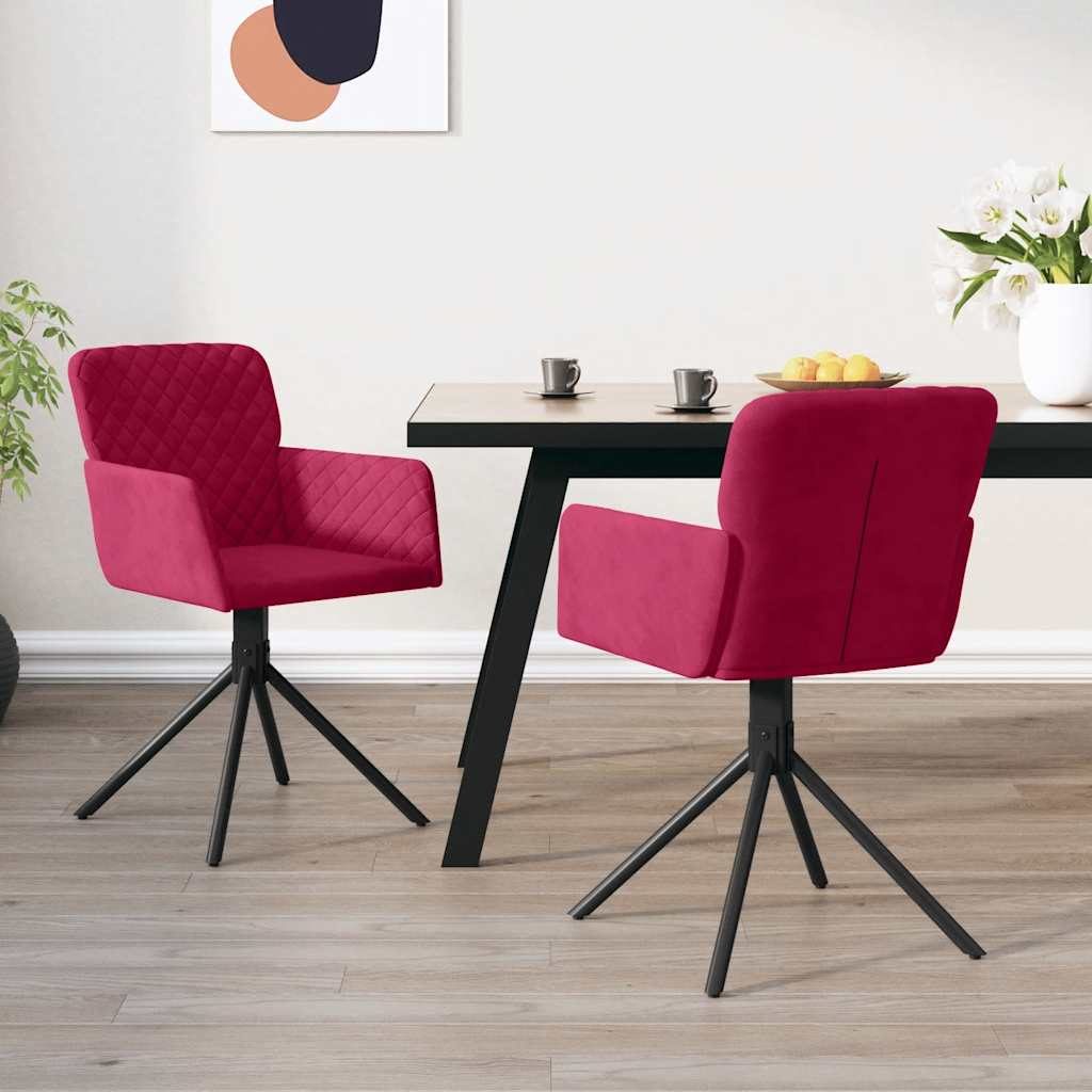 Sedie Da Pranzo Girevoli 2 Pz Rosso Vino In Velluto