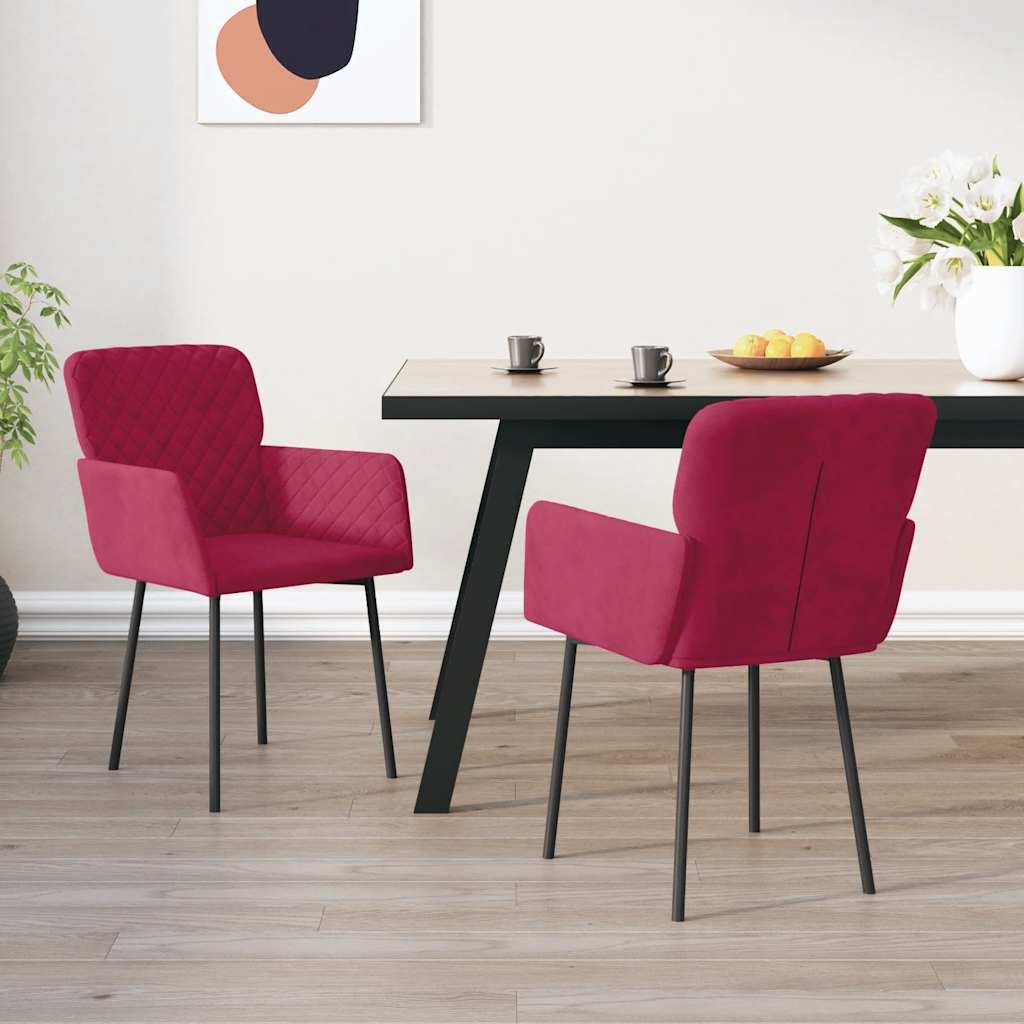 Sedie Da Pranzo 2 Pz Rosso Vino In Velluto