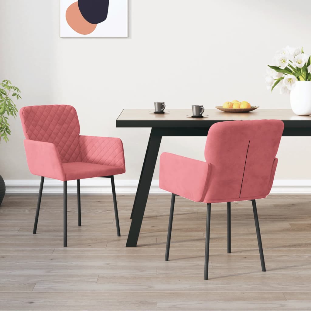 Sedie Da Pranzo 2 Pz Rosa In Velluto