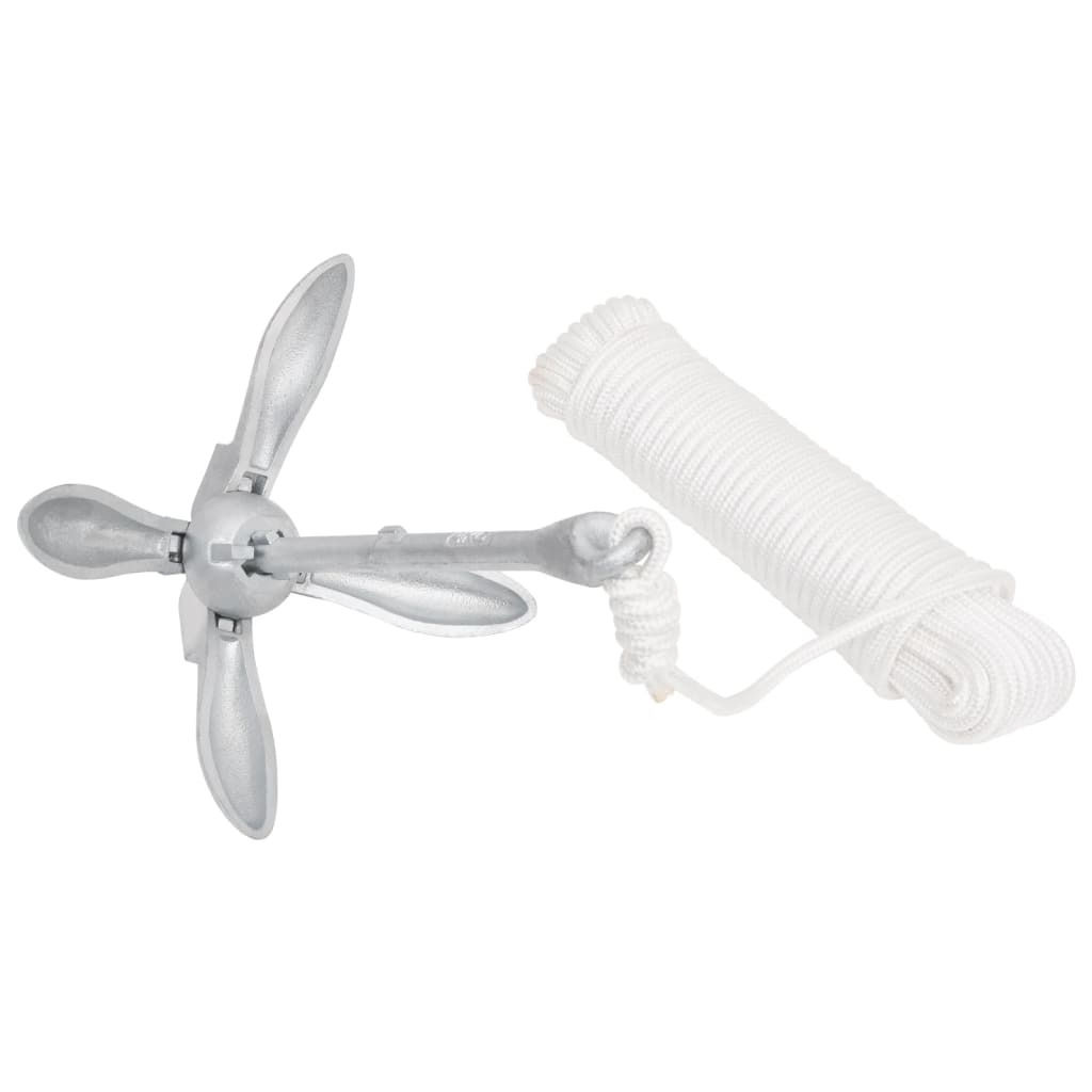 Ancora Pieghevole Con Corda Argento 4 Kg Ghisa Zincata A Caldo - Image 3