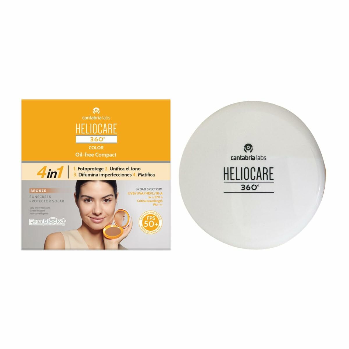 Protezione Solare Colorata Heliocare 360 Compact OiL-Free Bronce Spf 50+ 10 G