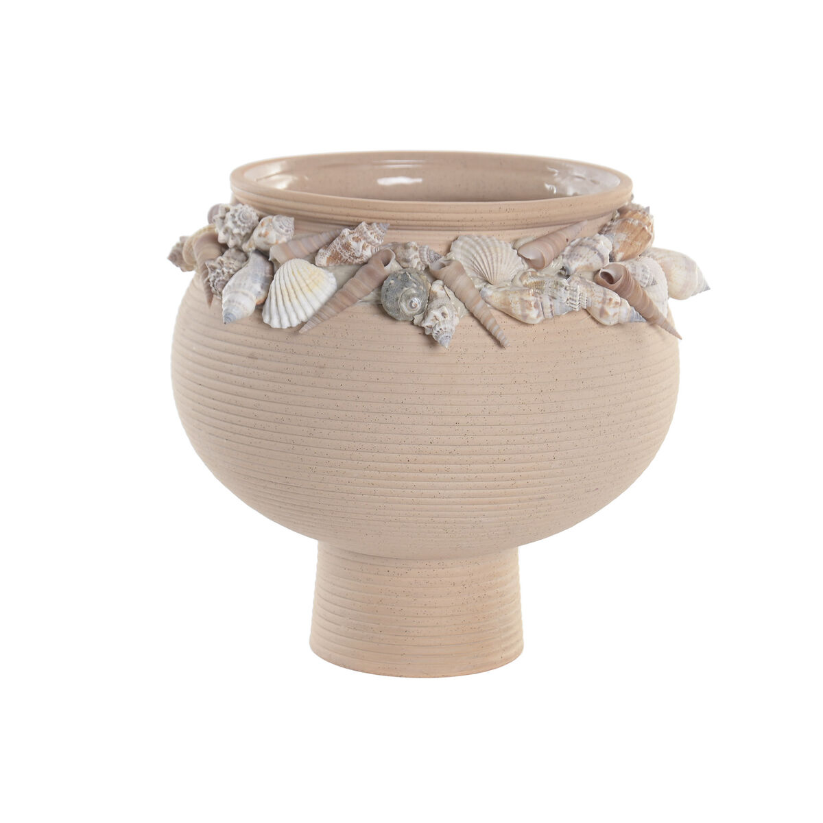 Vaso Home Esprit Crema Ceramica Mediterraneo 21 X 21 X 20 cm