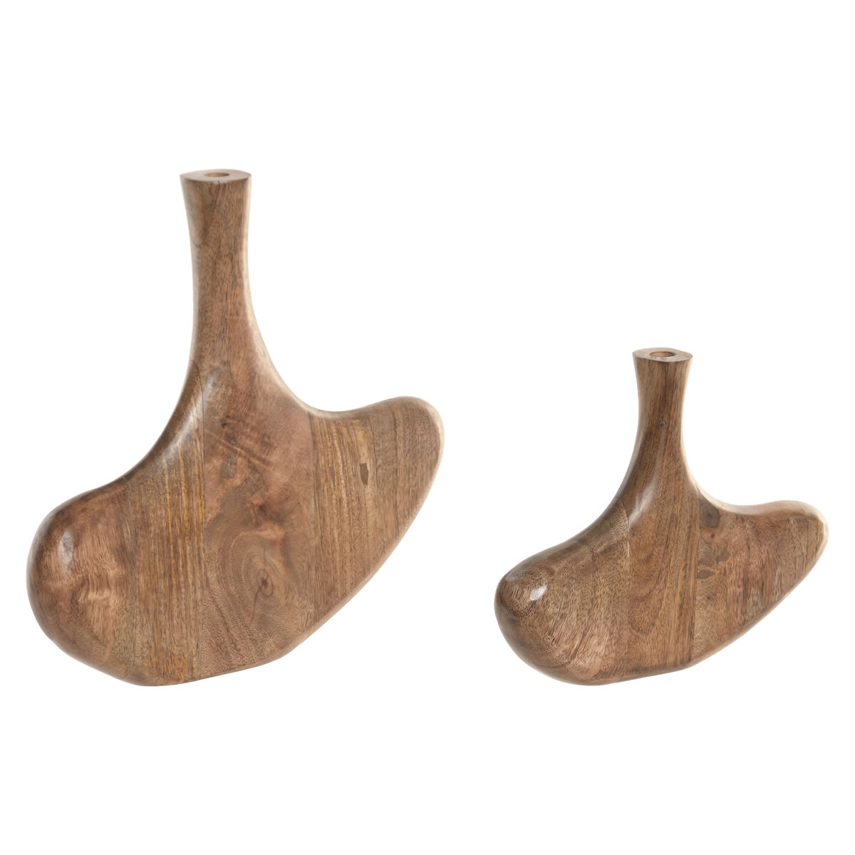 Set Di 2 Vasi Home Esprit Marrone Legno Di Mango Astratto Naturale Città 29 X 4,5 X 26 Cm (2 Pezzi)