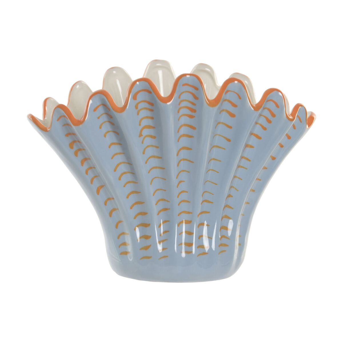 Vaso Home Esprit Azzurro Arancio Gres Conchiglia Mediterraneo 28,5 X 13,5 X 20,5 cm