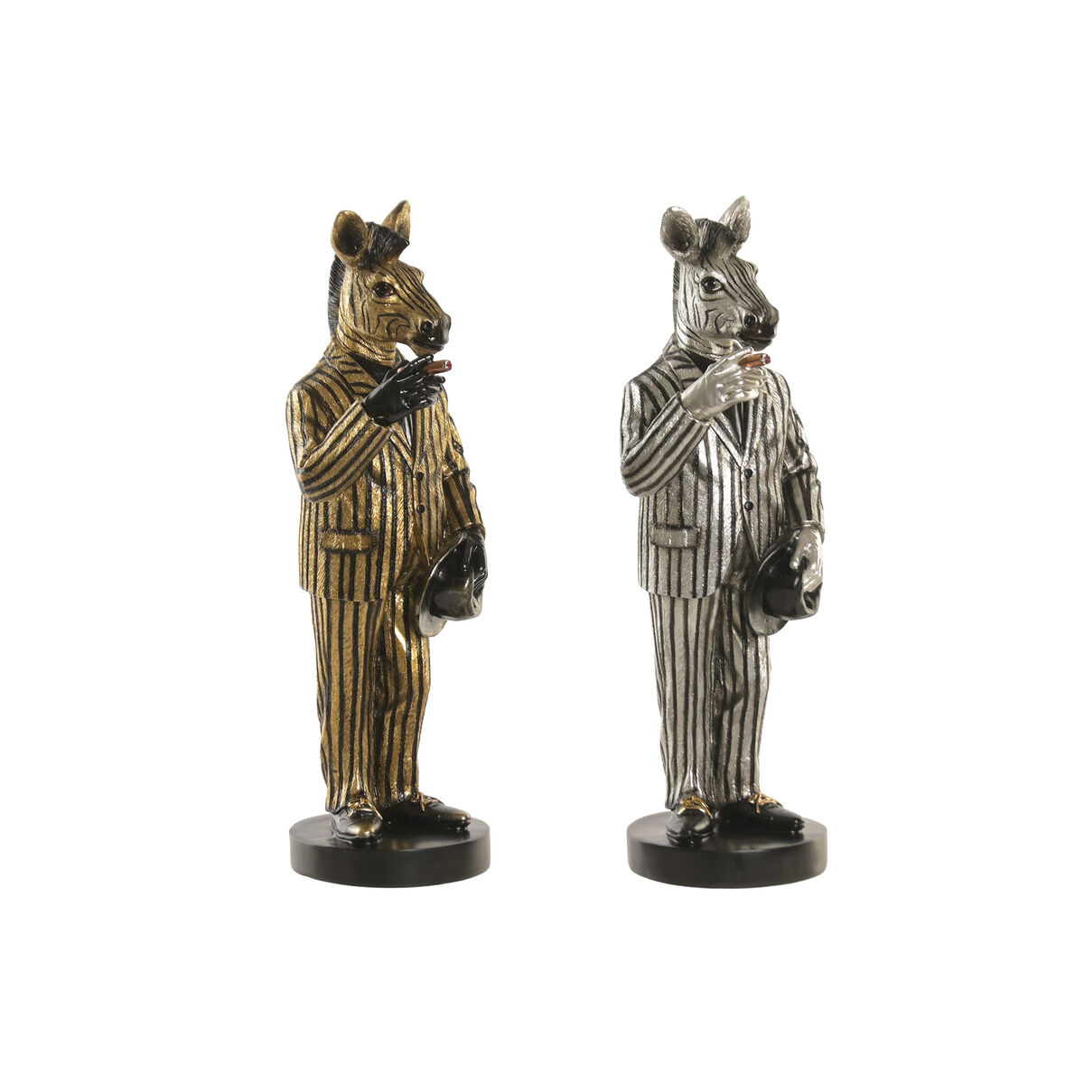 Statua Decorativa Home Esprit Dorato Argentato Zebra Loft (2 Unità)