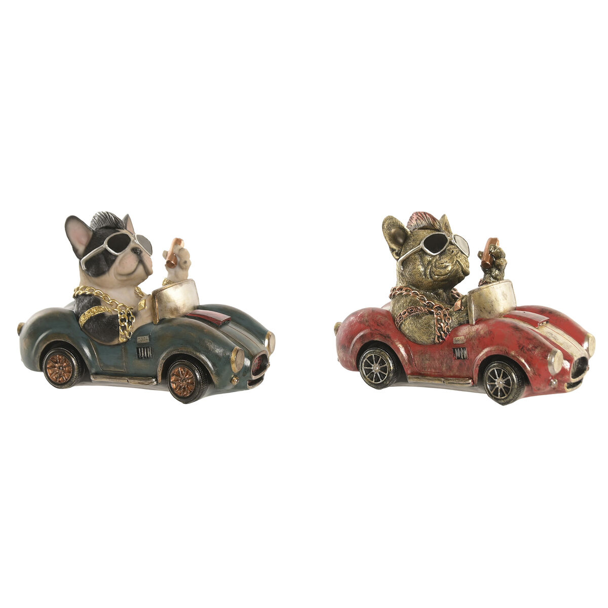 Statua Decorativa Home Esprit Multicolore Cane Loft (2 Unità)