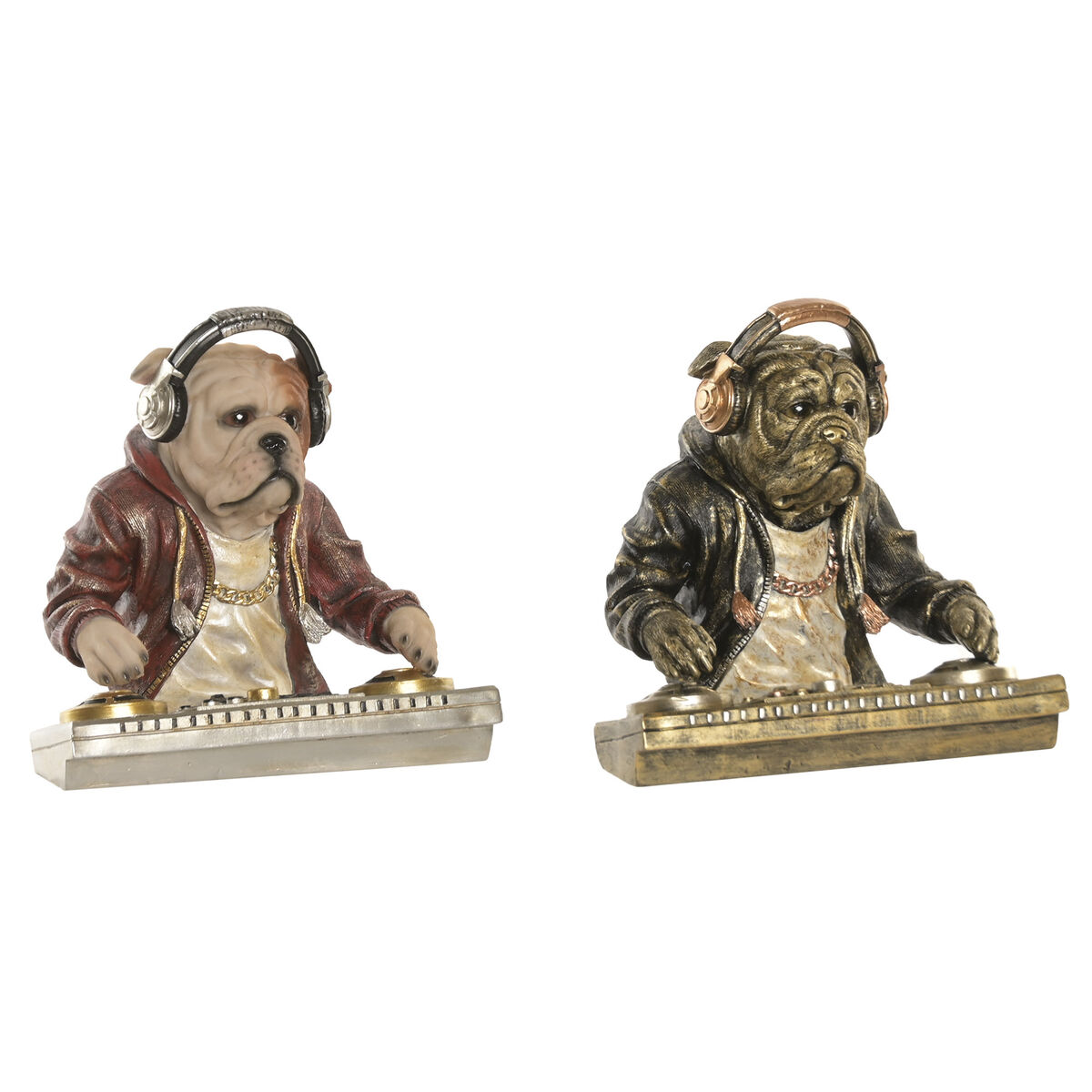 Statua Decorativa Home Esprit Multicolore Cane Loft (2 Unità)