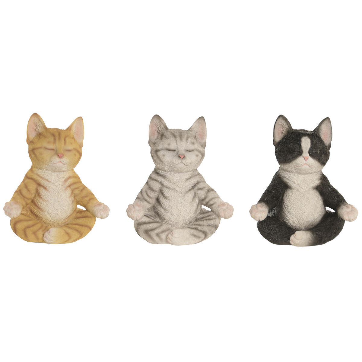 Statua Decorativa Home Esprit Multicolore Gatti (3 Unità)