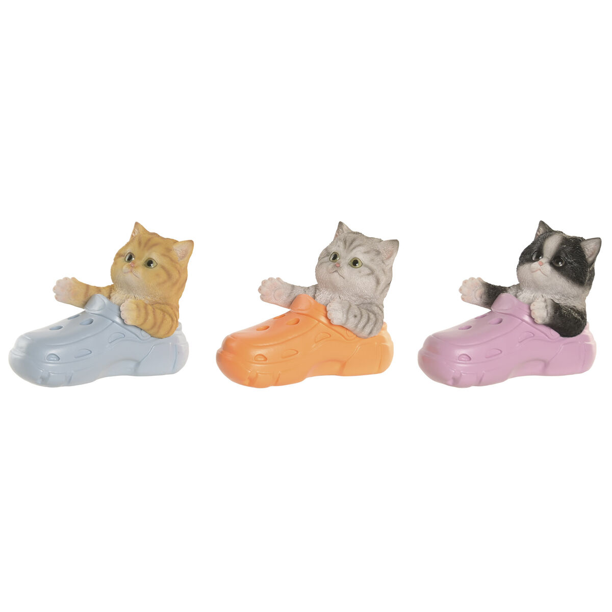 Statua Decorativa Home Esprit Multicolore Gatto Shabby Chic Matita (3 Unità)