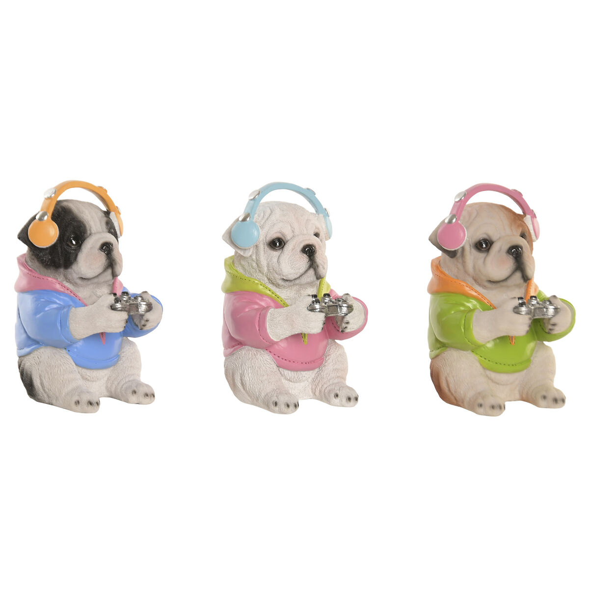 Statua Decorativa Home Esprit Multicolore Cane (3 Unità)