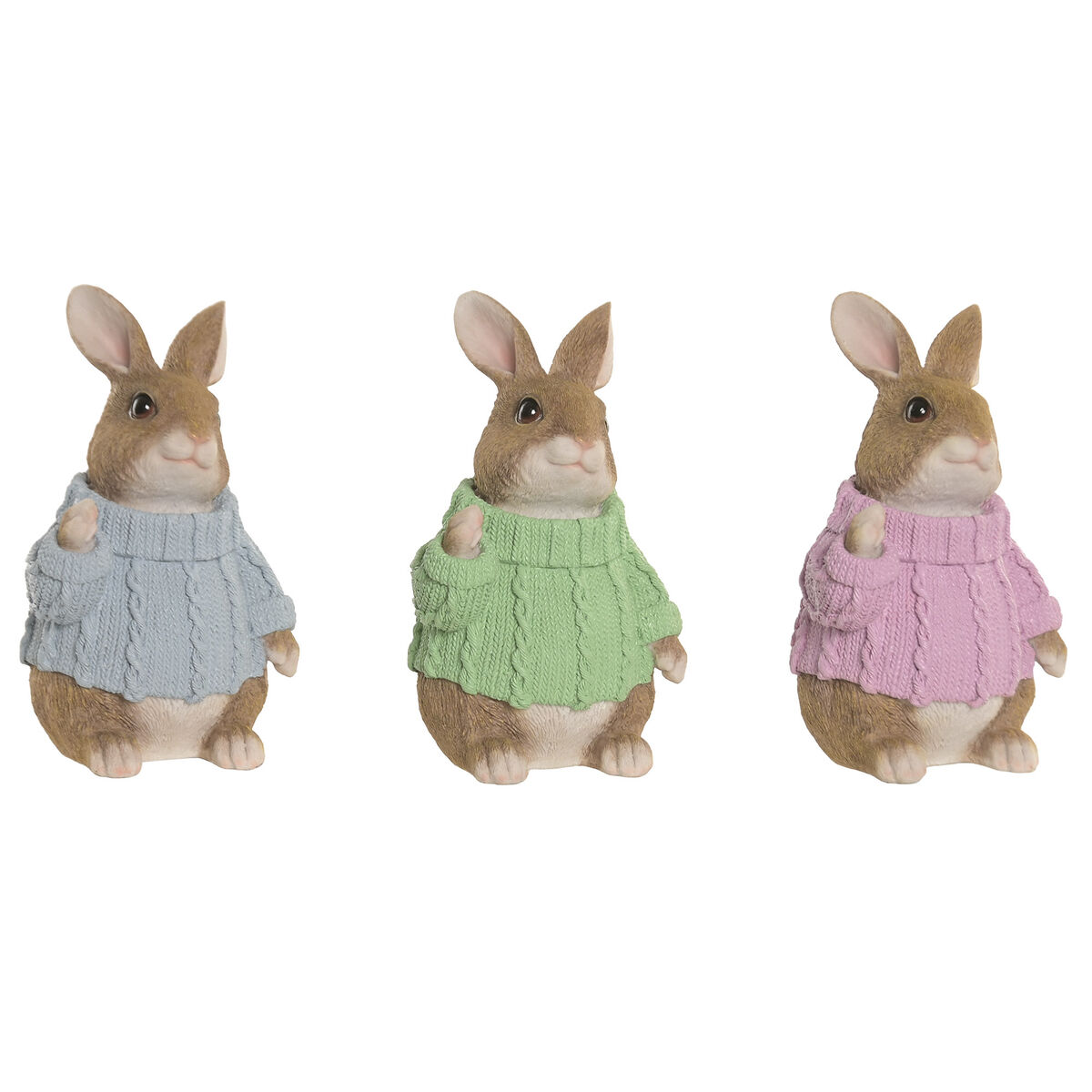 Statua Decorativa Home Esprit Multicolore Coniglio Shabby Chic (3 Unità)