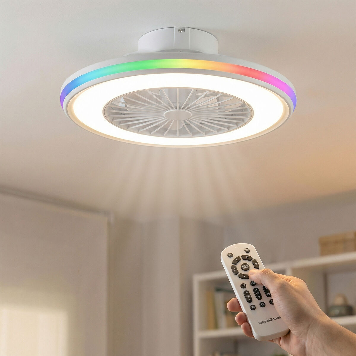 Ventilatore Da Soffitto Con Luce Led Rgb, Pale Nascoste E Telecomando Nexory Innovagoods