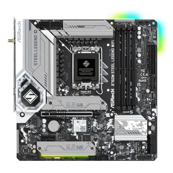 Asrock B760m Steel Legend Wifi Intel B760 Lga 1700 Micro Atx (asrock - Bundkort - Lga1700 Sokkel)