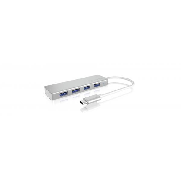 ICY BOX IB-HUB1425-C3 USB 3.2 Gen 1 [3.1 Gen 1] Type-C 5000 Mbit/s Argento (IB-HUB1425-C3 4 Port USB 3.0 - Type-C - Warranty: 24M)