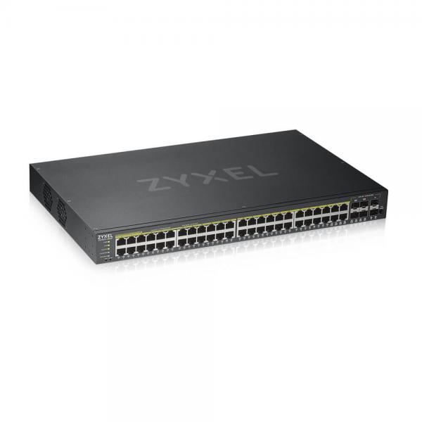 Zyxel GS1920-48HPV2 Gestito Gigabit Ethernet [10/100/1000] Supporto Power over Ethernet [PoE] Nero (Zyxel GS1920-48HPv2 - Switch - intelligente - 48 x 10/100/1000 [PoE+] + 4 x combo Gigabit SFP + 2 x
