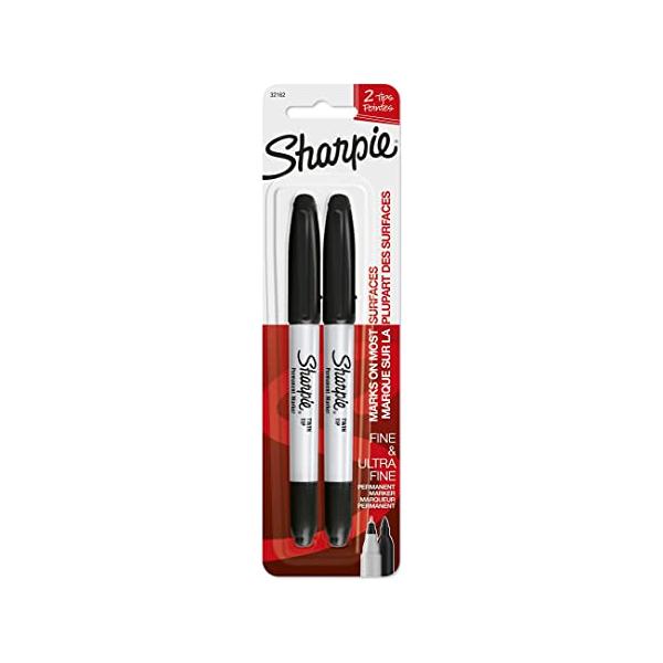 Sharpie 1985878 marcatore permanente Nero 2 pz (Sharpie 1985878 Ultra Fine Black Ink 2 Marker Pens Pack of 12)