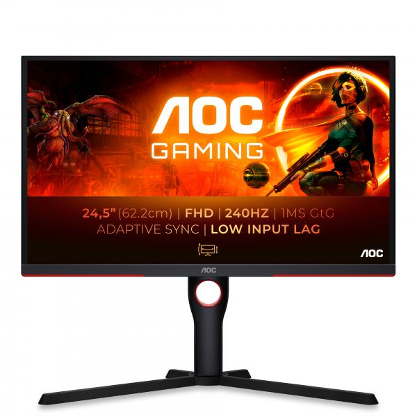 AOC G3 25G3ZM/BK Monitor PC 62,2 cm [24.5] 1920 x 1080 Pixel Full HD Nero, Rosso (AOC 24.5 VA MONITOR 25G3ZM/BK)