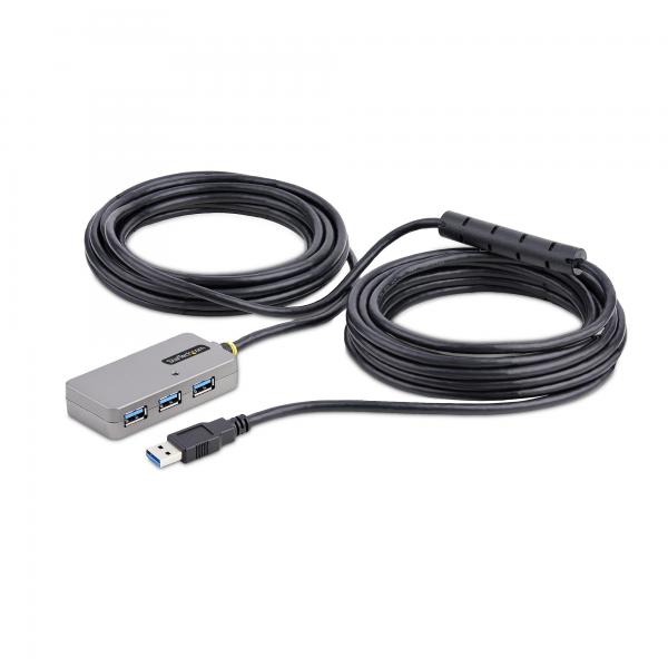 StarTech.com U01043-USB-EXTENDER hub di interfaccia USB 3.2 Gen 1 [3.1 Gen 1] Type-A 5000 Mbit/s Nero, Argento (USB EXTENDER HUB [10M] 5GBPS - USB 3.0 EXTENSION CBL W/ USB HUB)