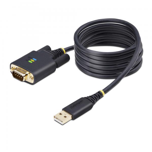 StarTech.com Cavo adattatore da USB a seriale da 2 m, ritenzione COM, viti/dadi intercambiabili, da USB-A a DB9 RS232, IC FTDI, protezione ESD, Windows/macOS/Linux (StarTech.com 6.6ft [2m] USB to Ser
