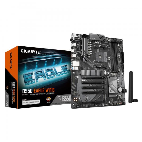 GIGABYTE B550 EAGLE WIFI6 Scheda madre - CPU AMD Ryzen serie 5000 G, VRM a 10+3+1 fasi, fino a 3200 MHz DDR4, 1xPCIe 4.0 + 1xPCIe 3.0 M.2, LAN 1GbE, WIFI 6, USB 3.2 Gen 2 (Gigabyte B550 EAGLE WIFI6 A