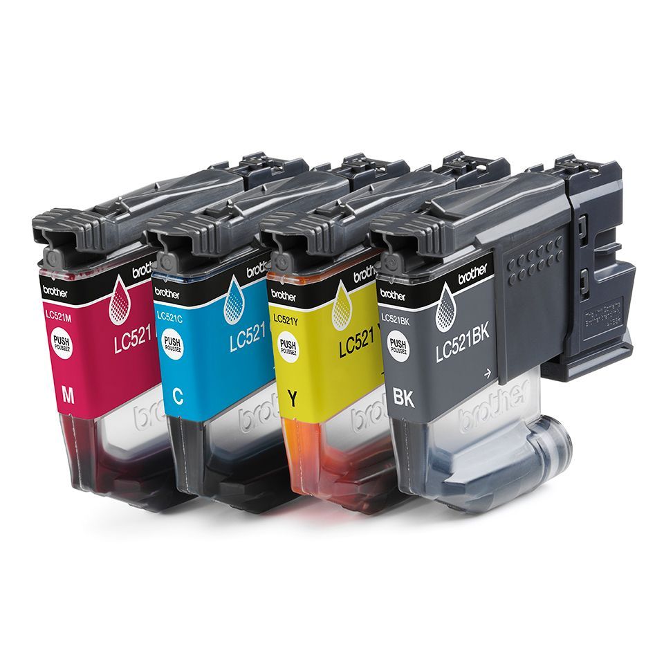 Brother LC521VAL cartuccia d'inchiostro 4 pz Originale Nero, Ciano, Magenta, Giallo (4-PACK BLACK CYAN MAGENTA AND - YELLOW INK CARTRIDGES STANDARD Y)