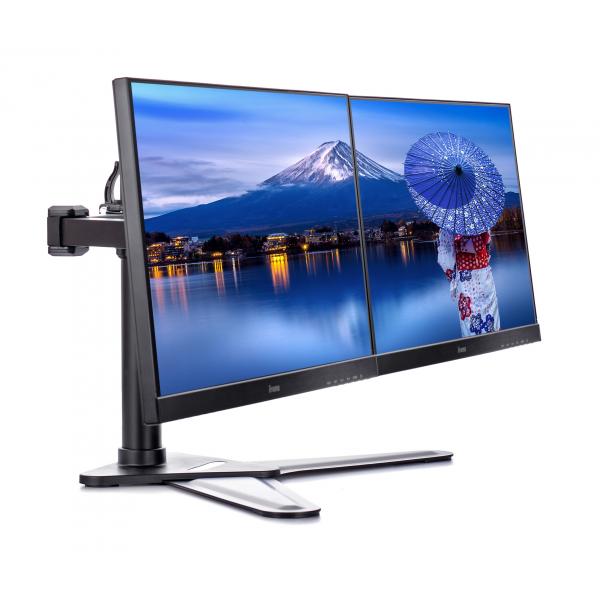 iiyama DS1002D-B1 Supporti a parete per TV 76,2 cm [30] Scrivania Nero (DS1002D-B1 - Dual Screen Desk Top Stand)
