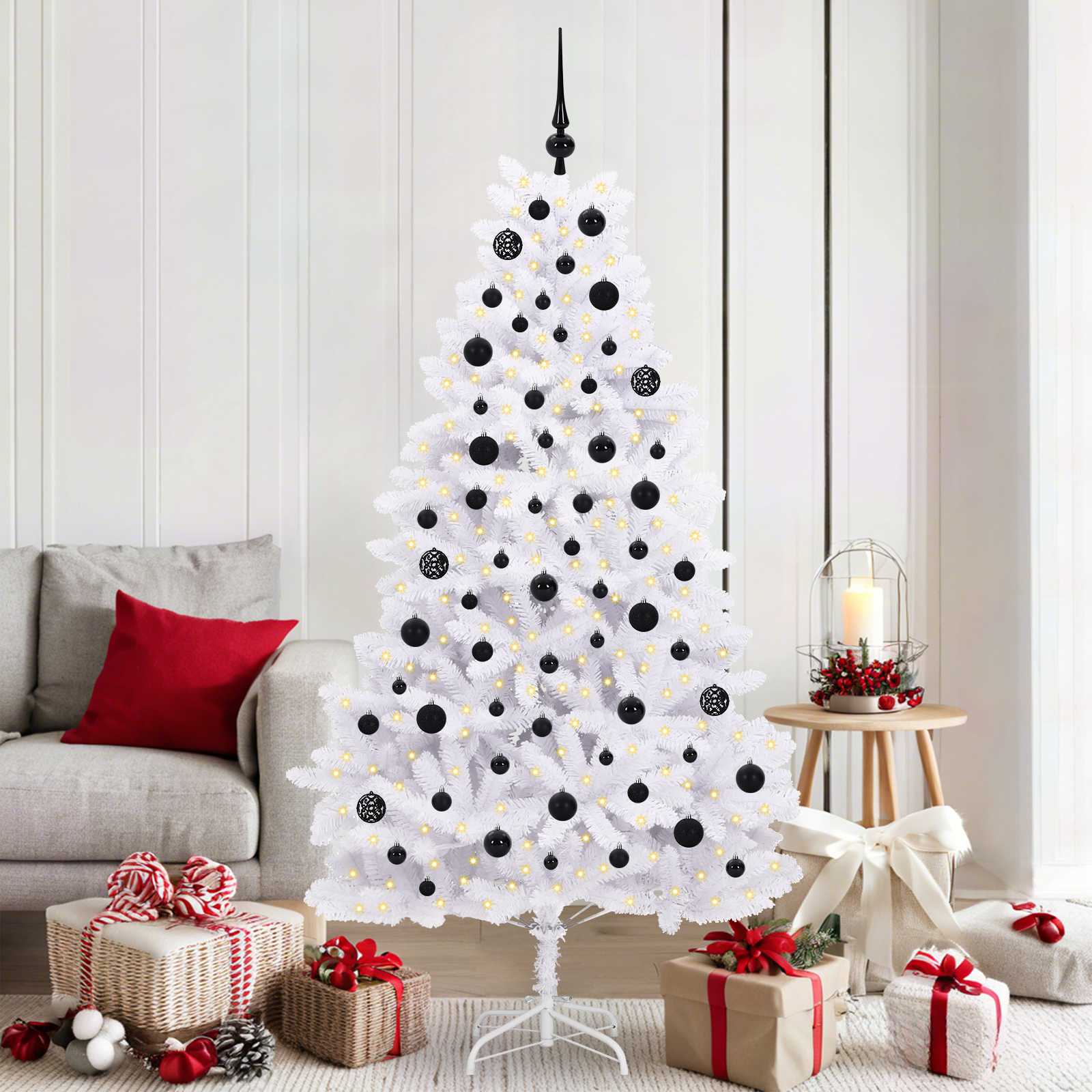 Albero Di Natale Artificiale Con Rami Pieghevoli Bianco 180 cm