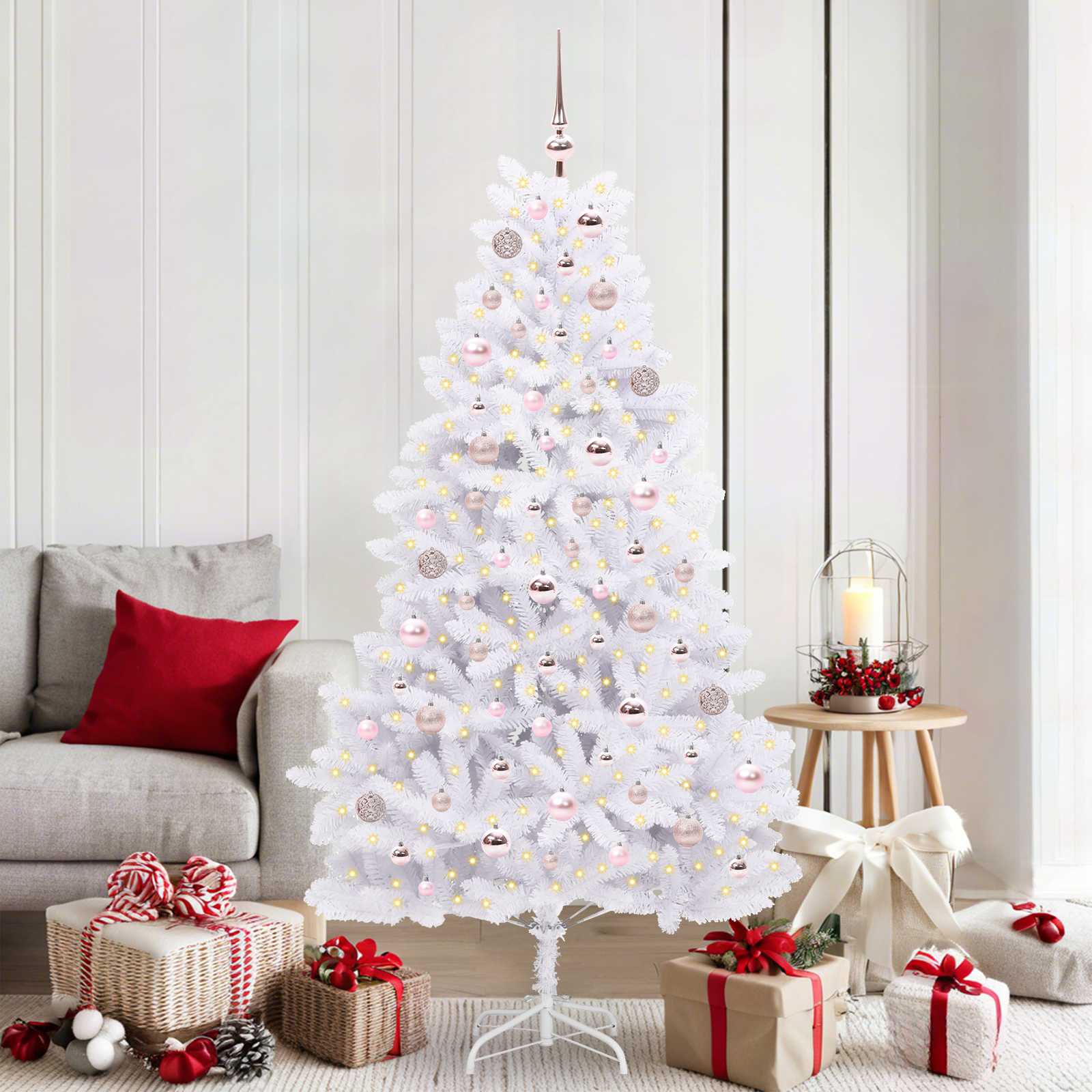 Albero Di Natale Artificiale Con Rami Pieghevoli Bianco 180 cm