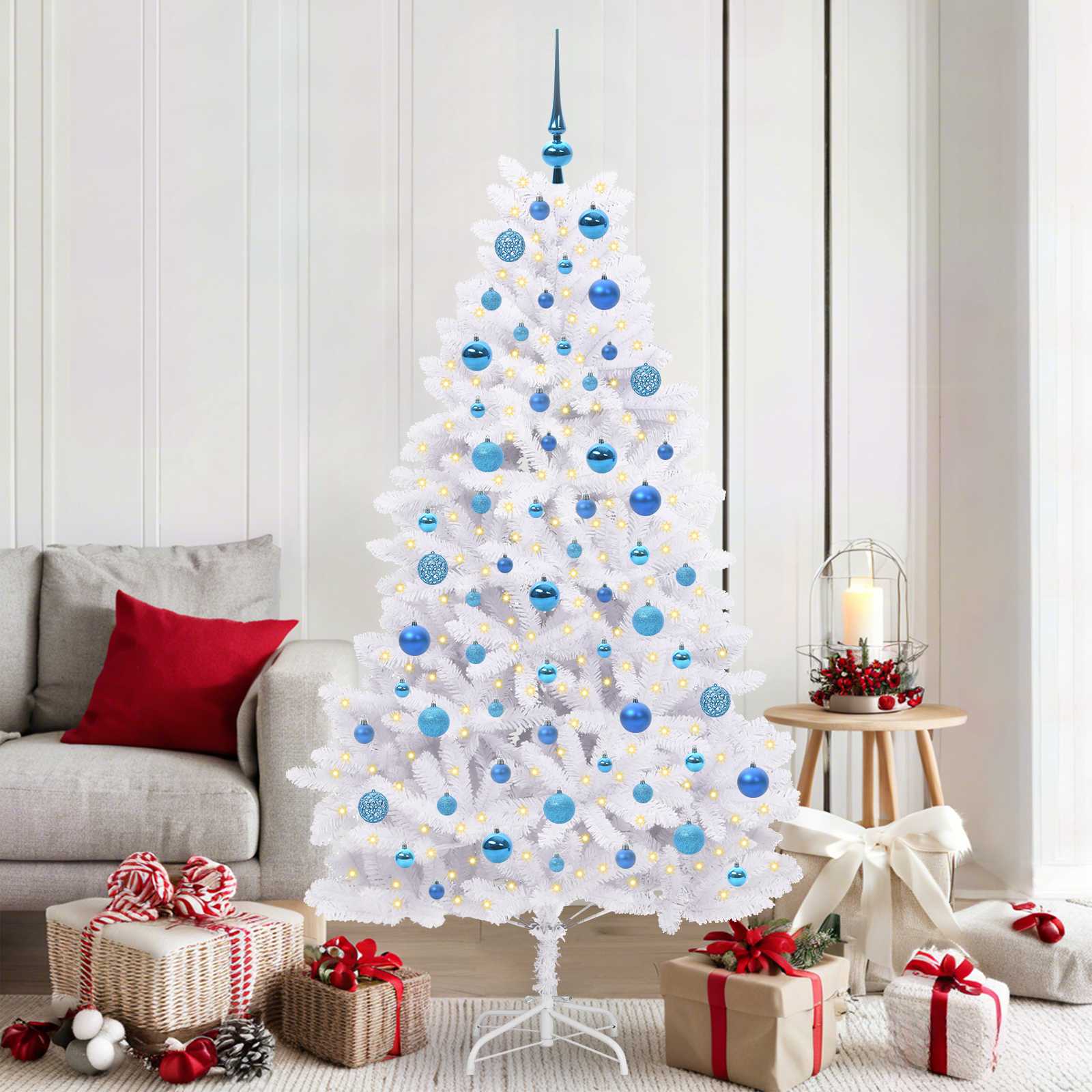 Albero Di Natale Artificiale Con Rami Pieghevoli Bianco 180 cm