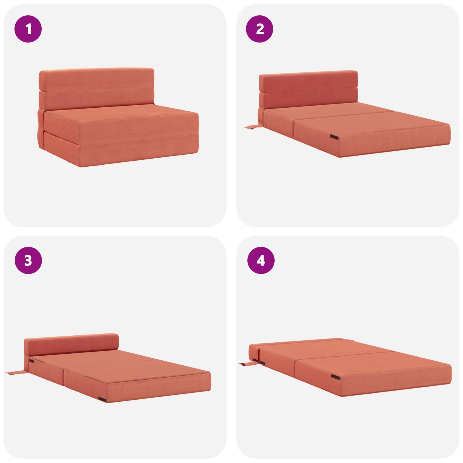 Divano Letto Pieghevole Rosso Arancio 190 X 70 X 15 cm - Image 6