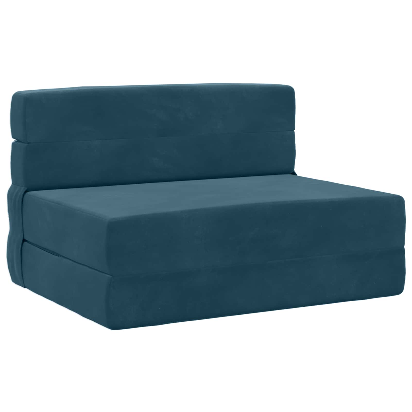 Divano Letto Pieghevole Blu 190 X 100 X 15 Cm Velluto