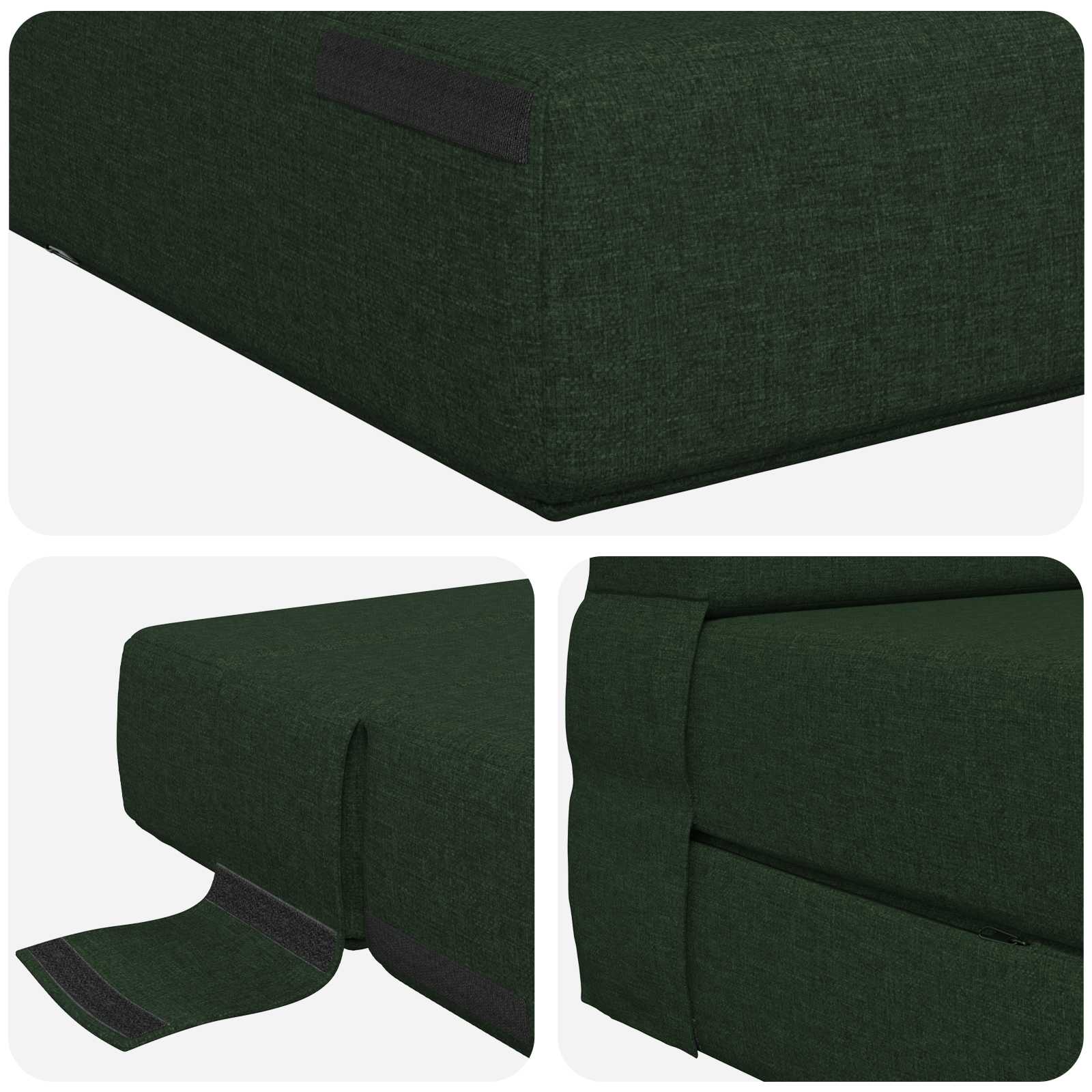Divano Letto Pieghevole Verde Scuro 190 X 70 X 15 Cm Tessuto - Image 5