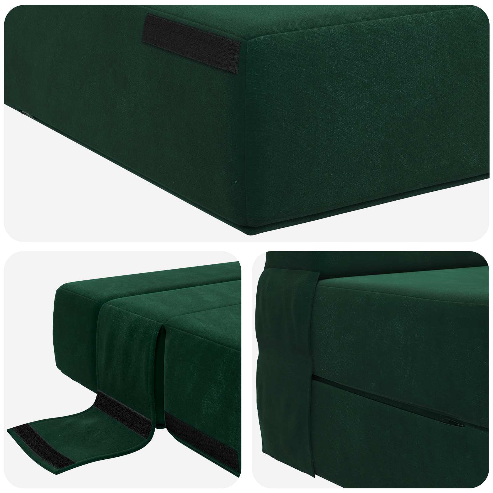 Divano Letto Pieghevole Verde Scuro 190 X 70 X 15 Cm Velluto - Image 5