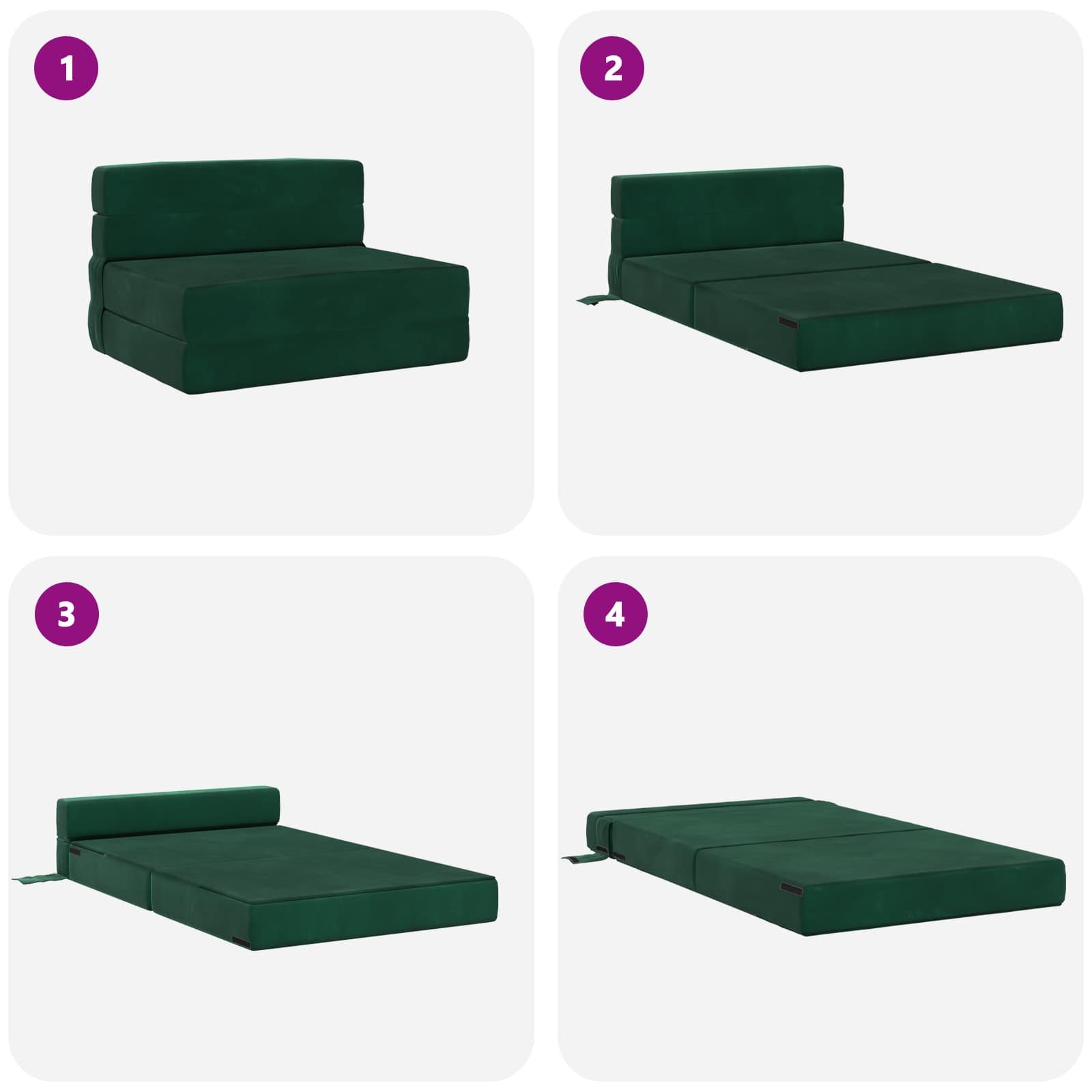 Divano Letto Pieghevole Verde Scuro 190 X 70 X 15 Cm Velluto - Image 6