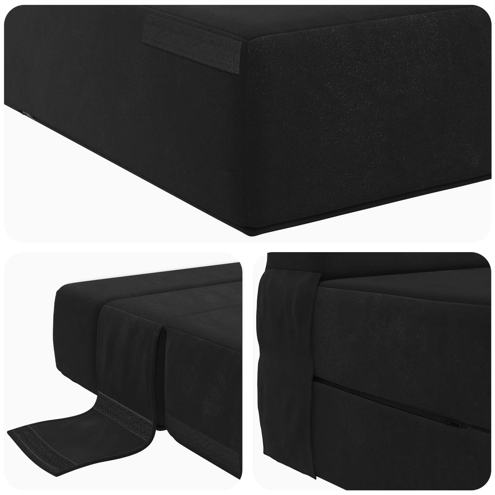 Divano Letto Pieghevole Nero 190 X 70 X 15 Cm Velluto - Image 5