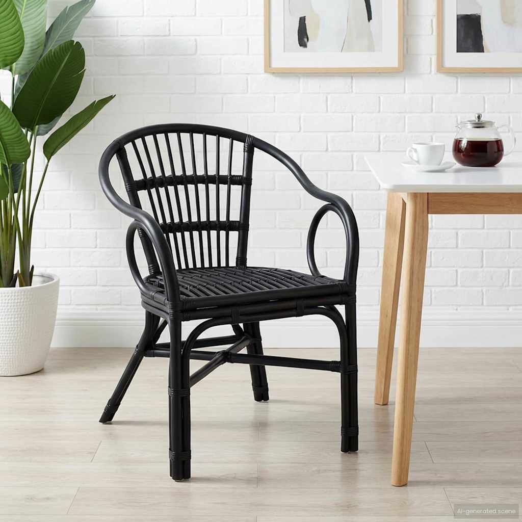 Sedia Impilabile Nero 58 X 60 X 81 Cm Rattan