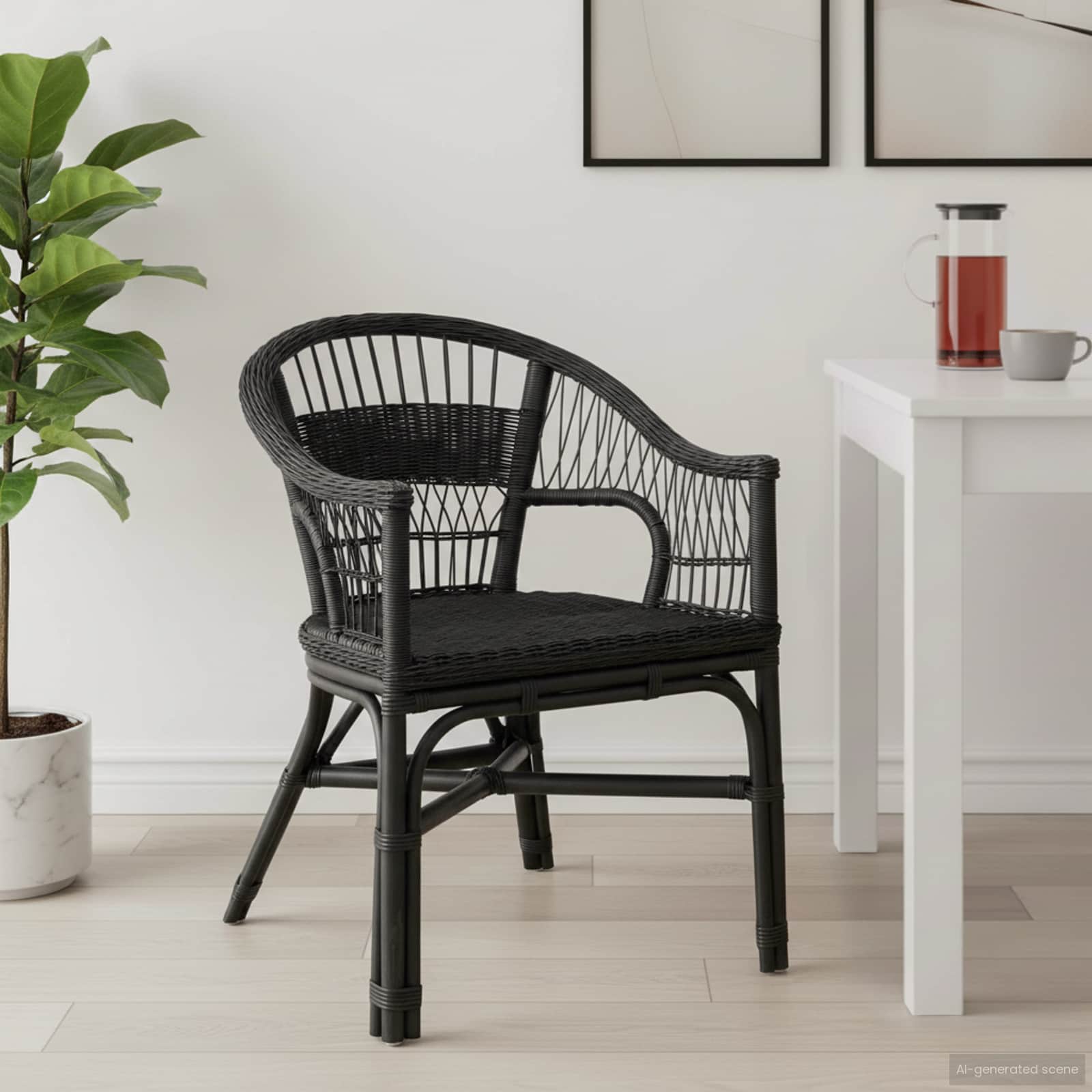 Sedia Impilabile Nero 60 X 60 X 81 Cm Rattan