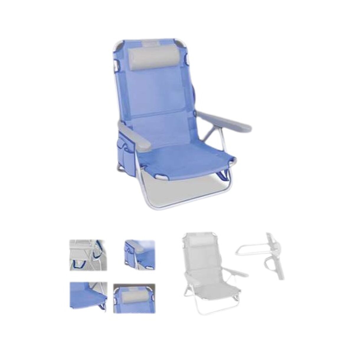 Sedia Da Spiaggia Azzurro Grigio 25 cm