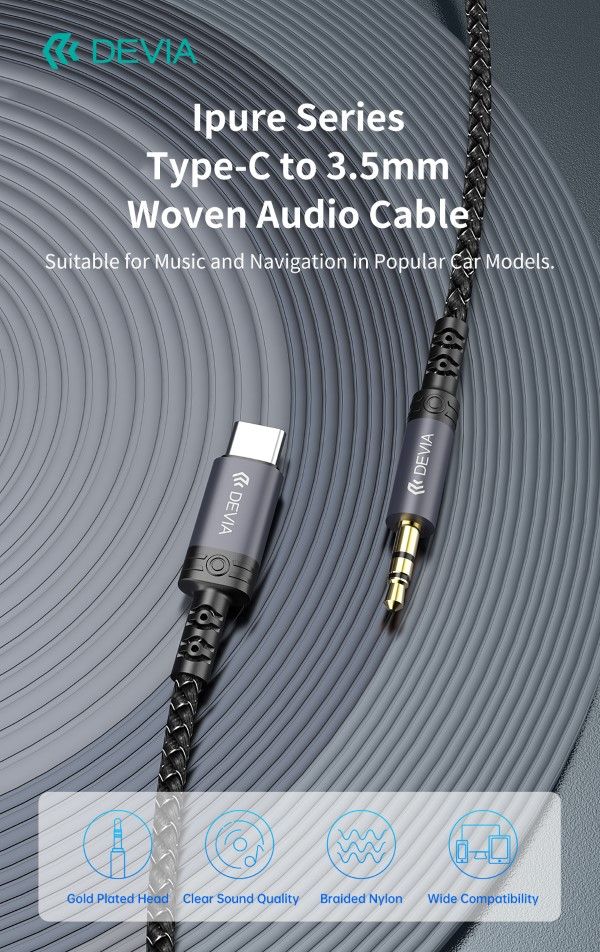 Cavo Audio da Tipo-C a Jack 3.5mm lunghezza 1 mt