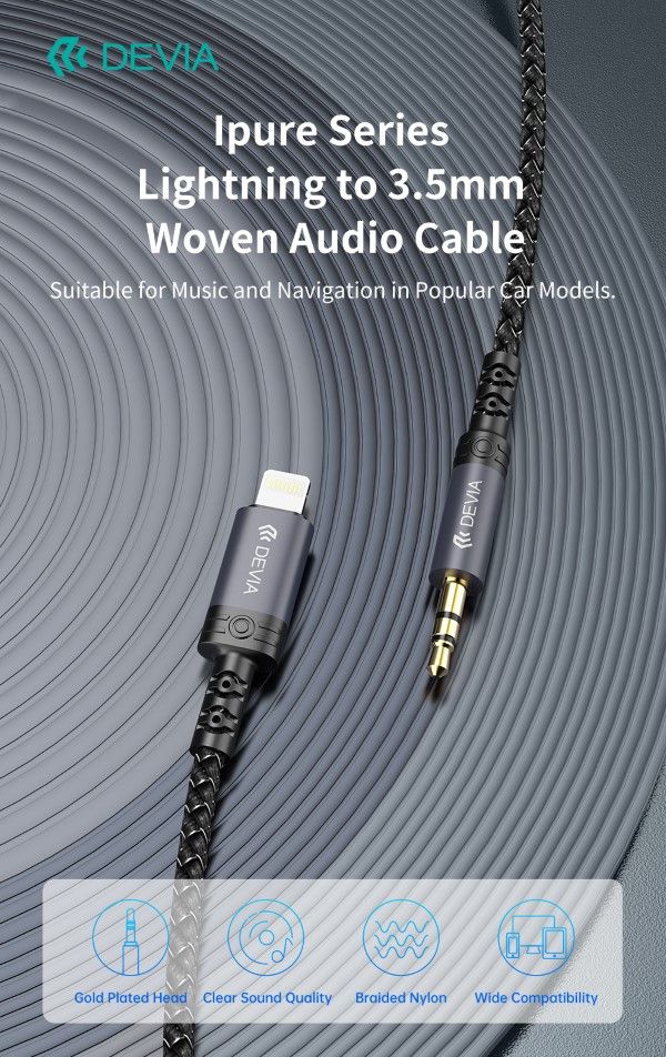 Cavo Audio da Lightning a Jack 3.5mm lunghezza 1 mt