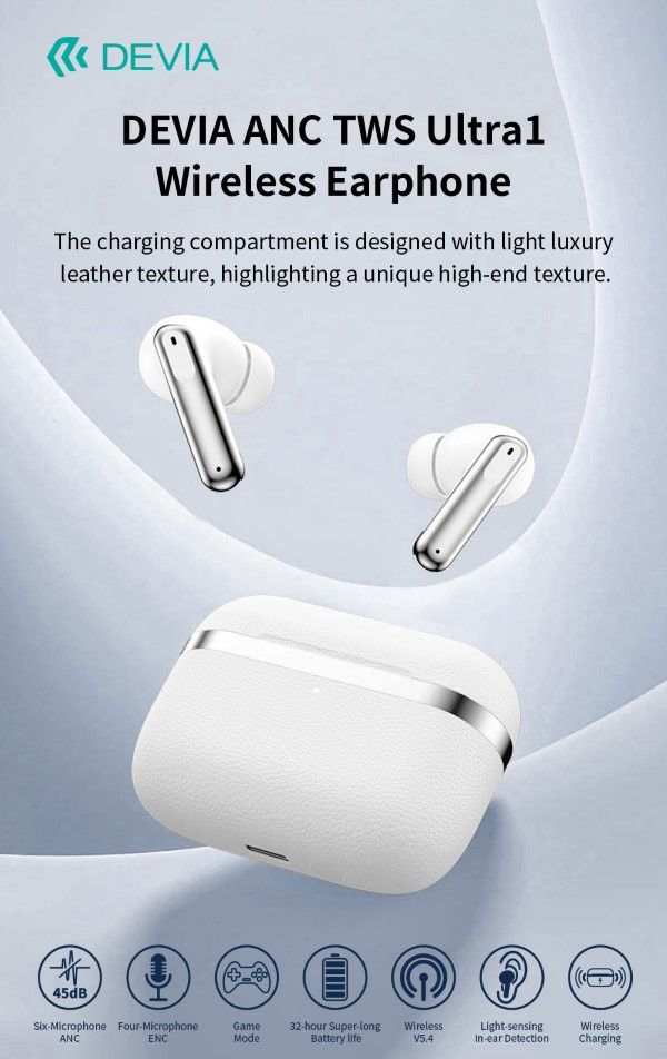 Auricolari carica wireless ANC TWS Ultra1 annullamento rumore esterno Bianchi